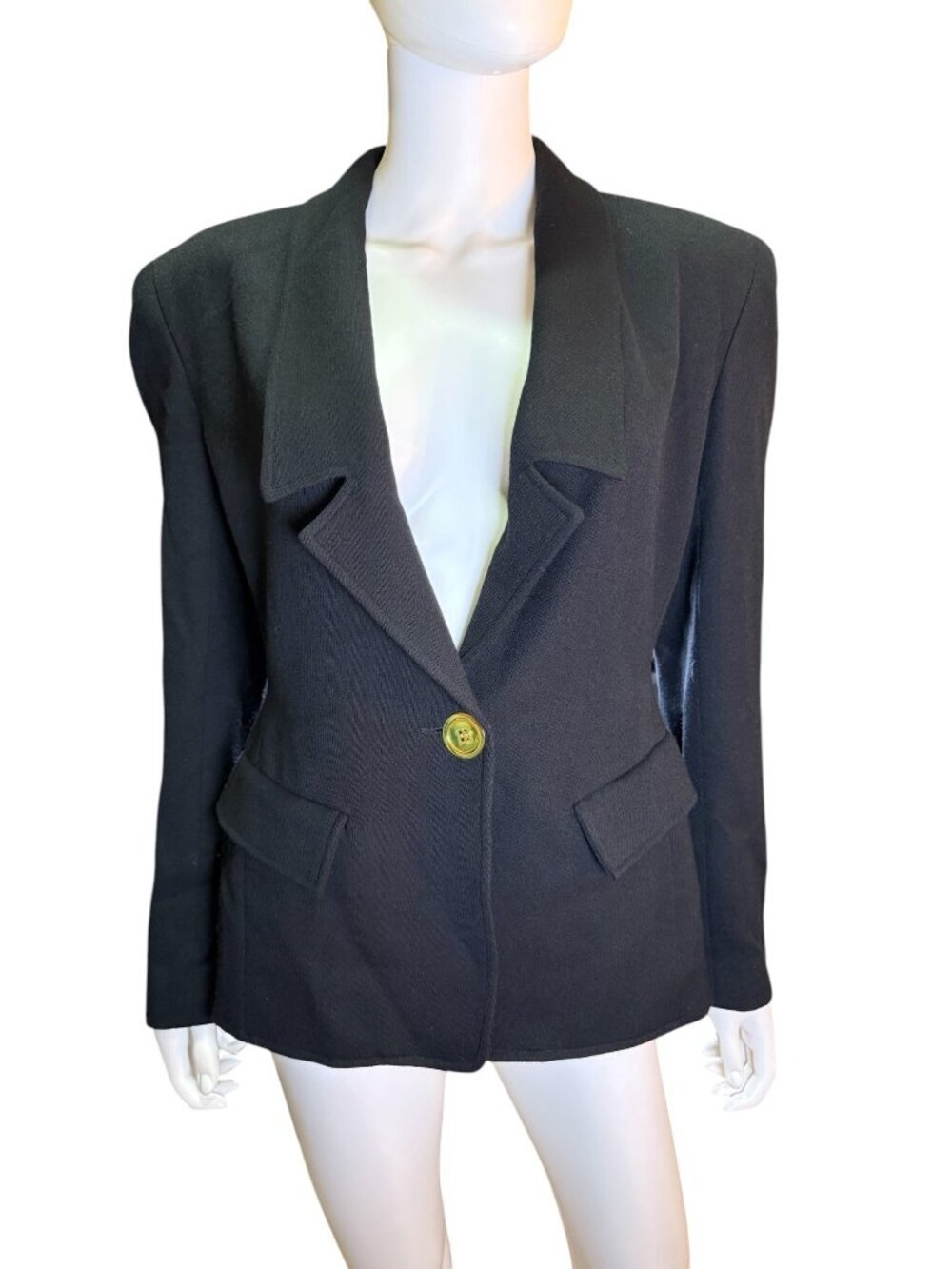 Badgley Mischka Neiman Marcus Wool Black Single-Button Blazer Luxury Size 8 EUC